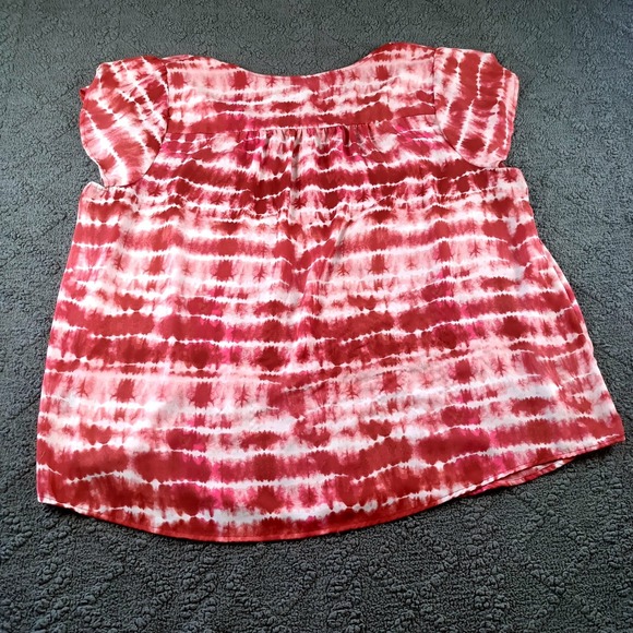 Torrid Women's 3X Pink Burgundy Tie Dye Stripe V-Neck Flutter Sleeve Blouse - Picture 5 of 5